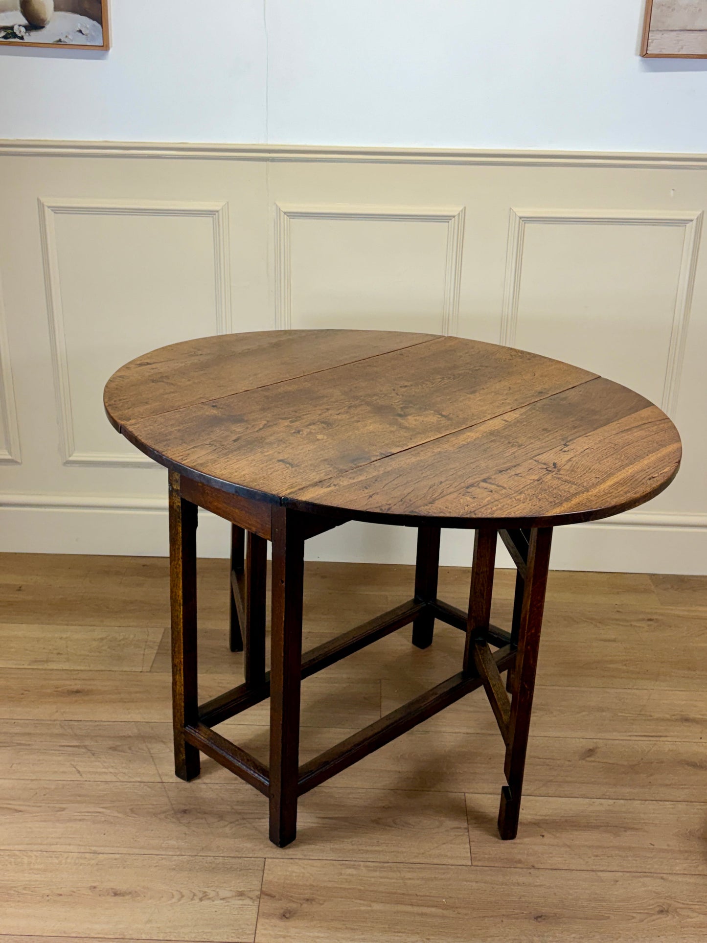 Antique Georgian oak gateleg kitchen table with country house character