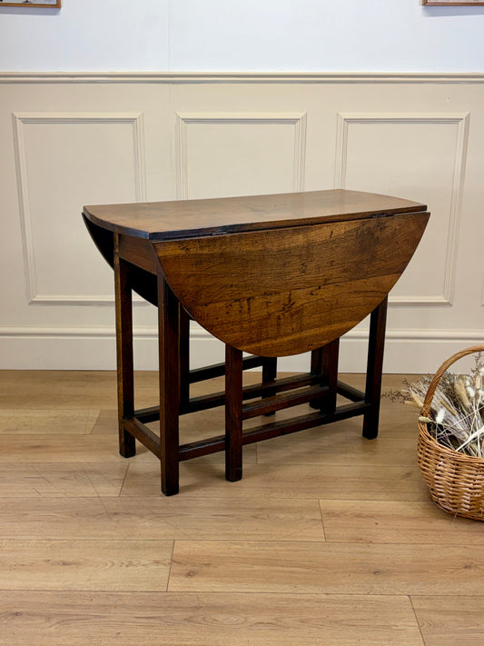 Antique Georgian oak gateleg kitchen table with country house character