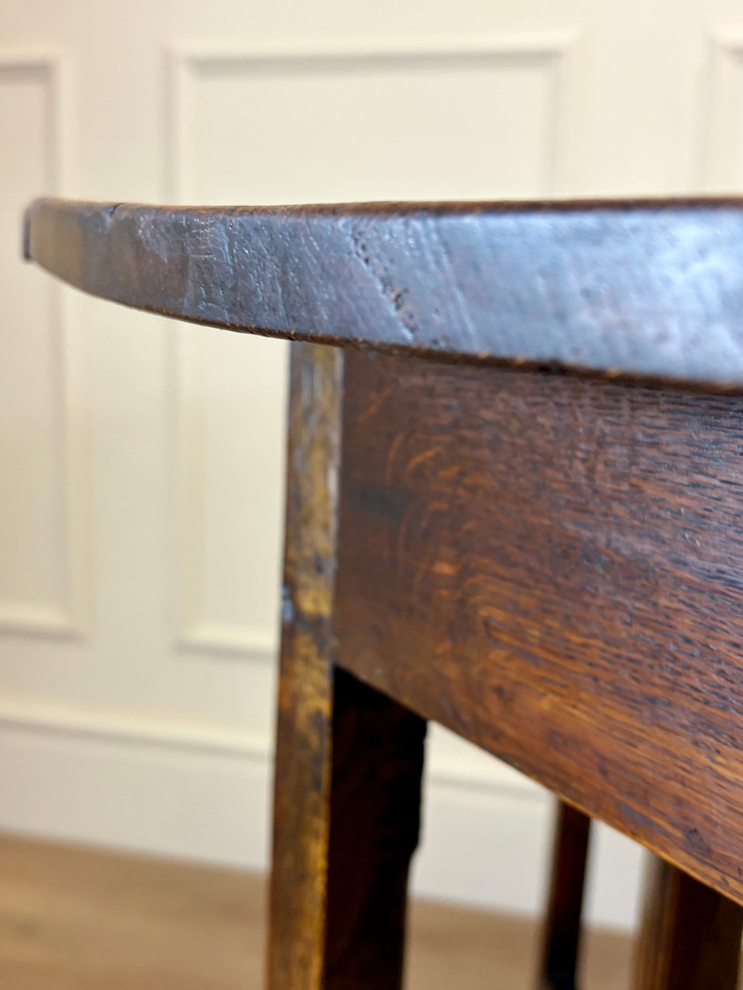Antique Georgian oak gateleg kitchen table with country house character