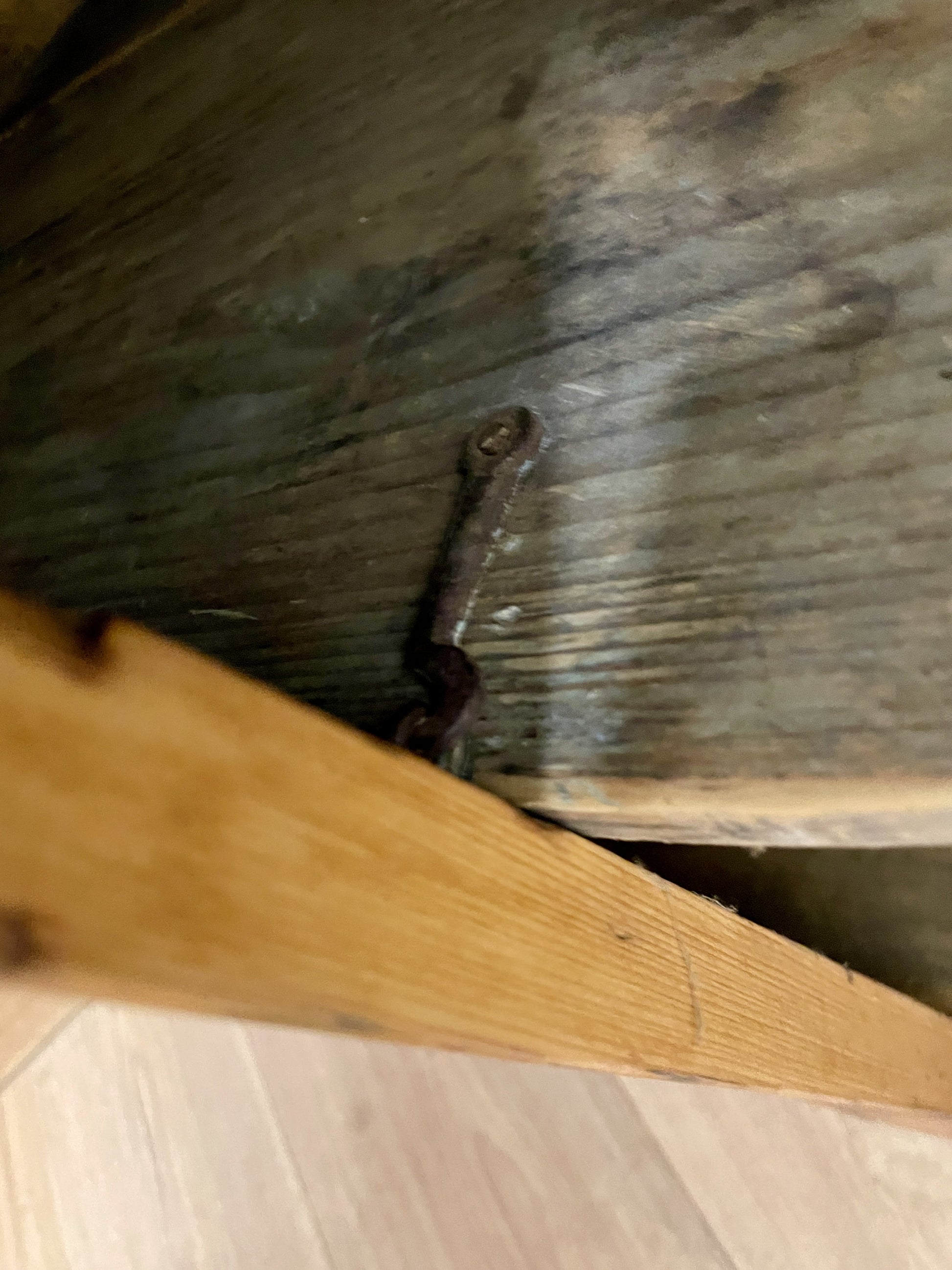Small lock on a wooden floor