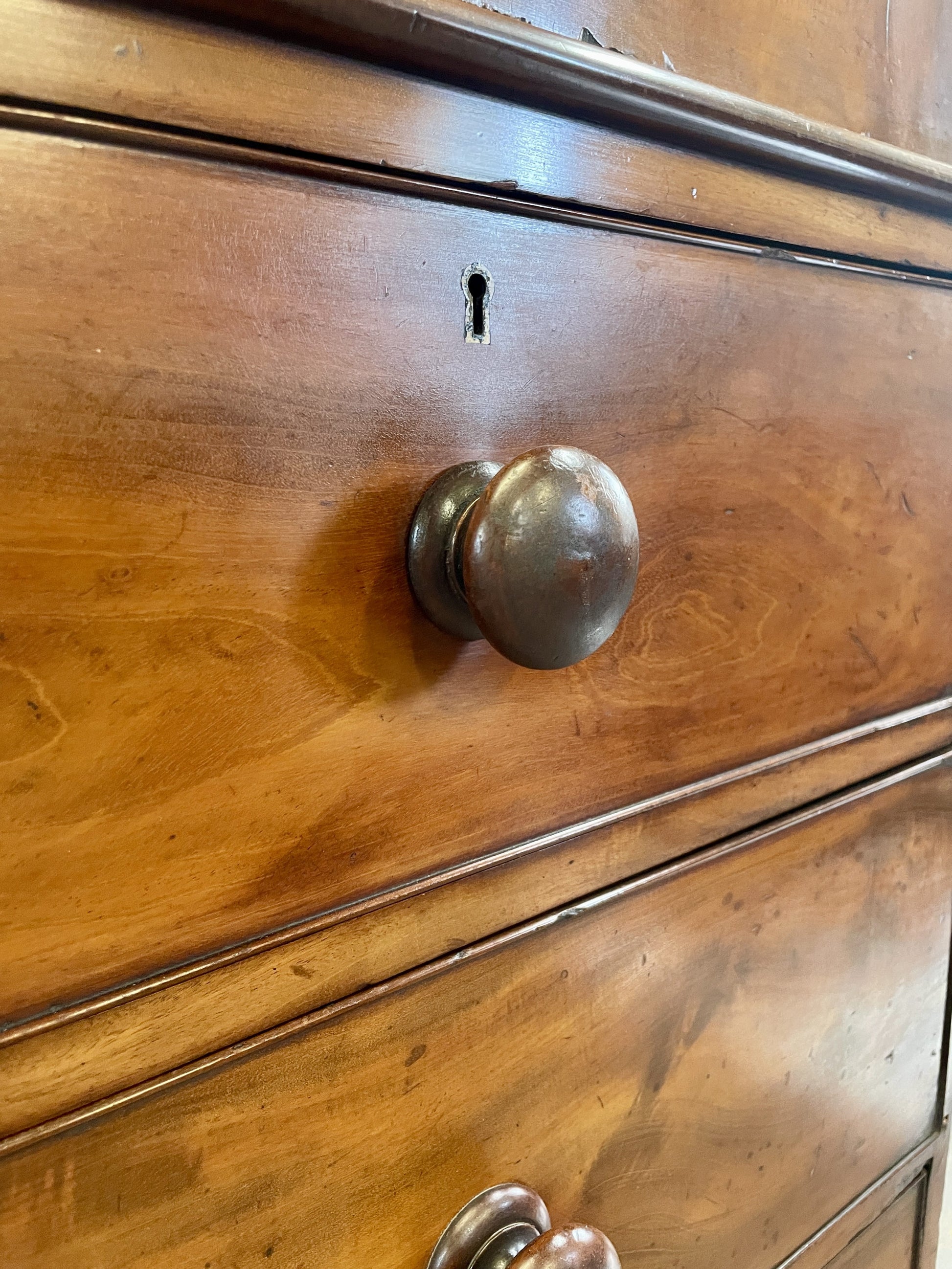 Wooden drawer with brass handle