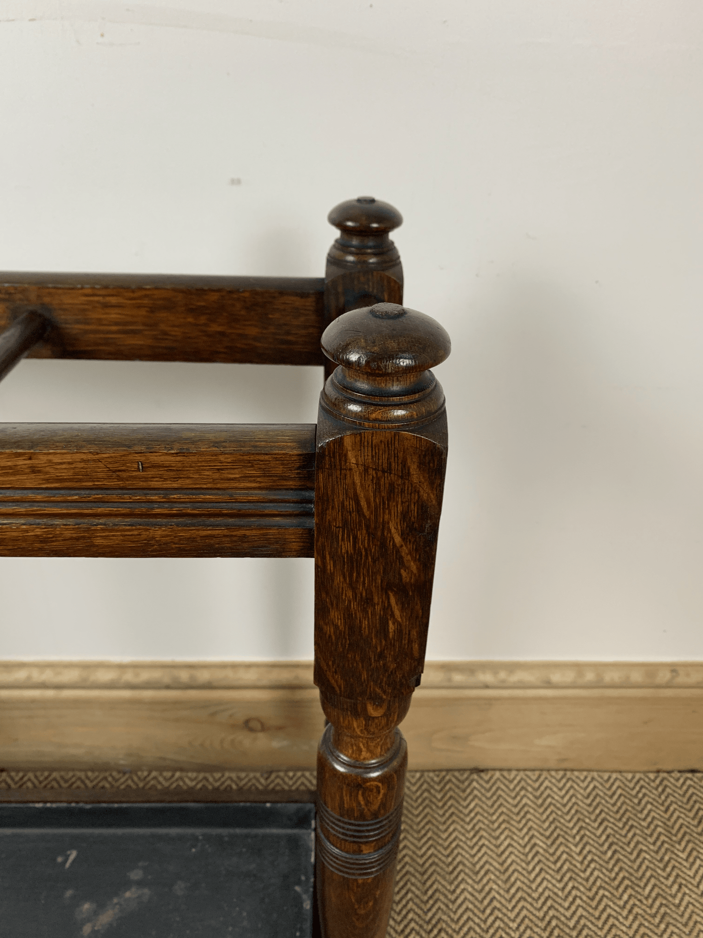 Antique Oak Stick Stand: Vintage Elegance for Your Entryway