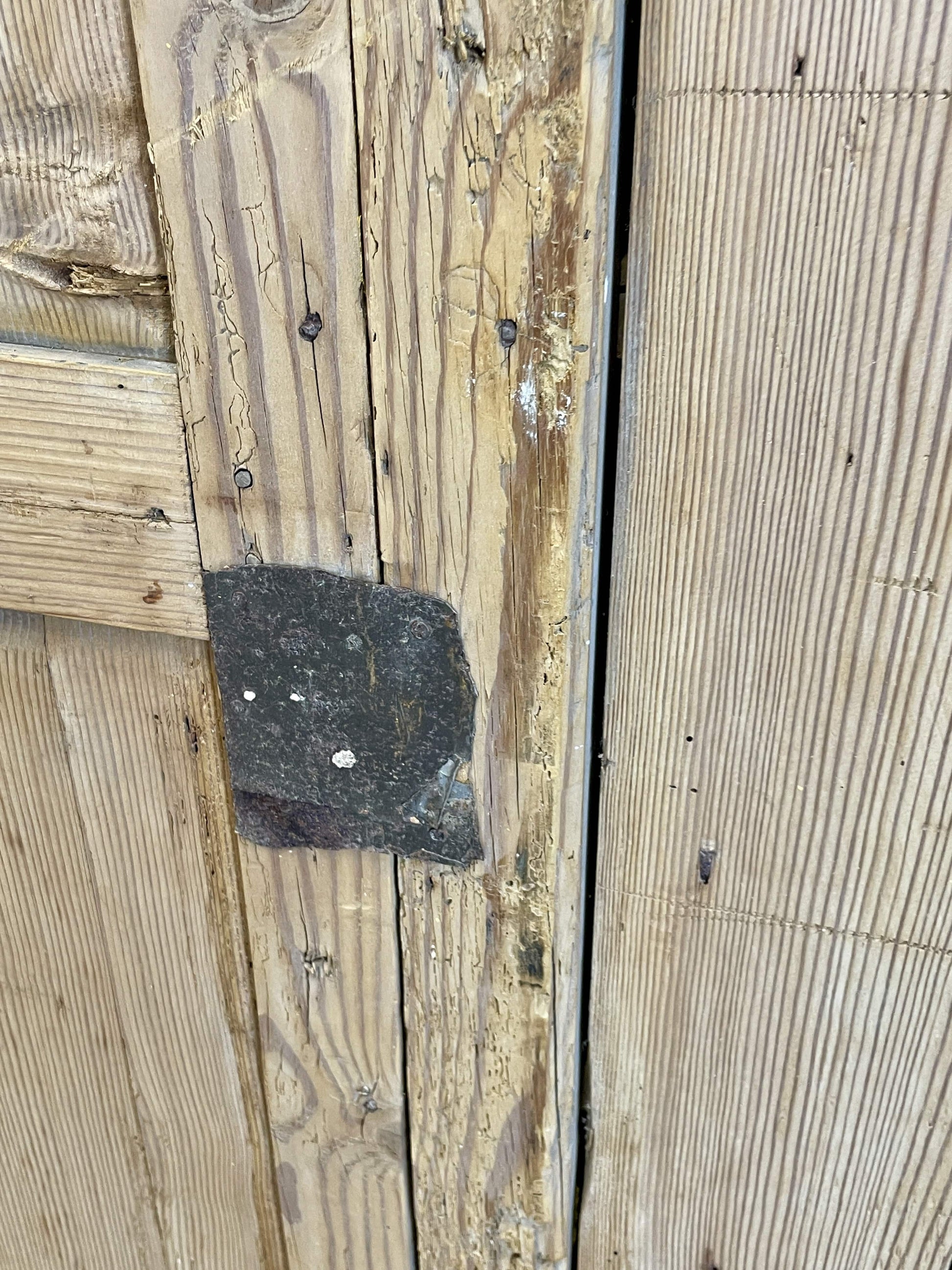 Antique pine farmhouse linen cupboard with shelves