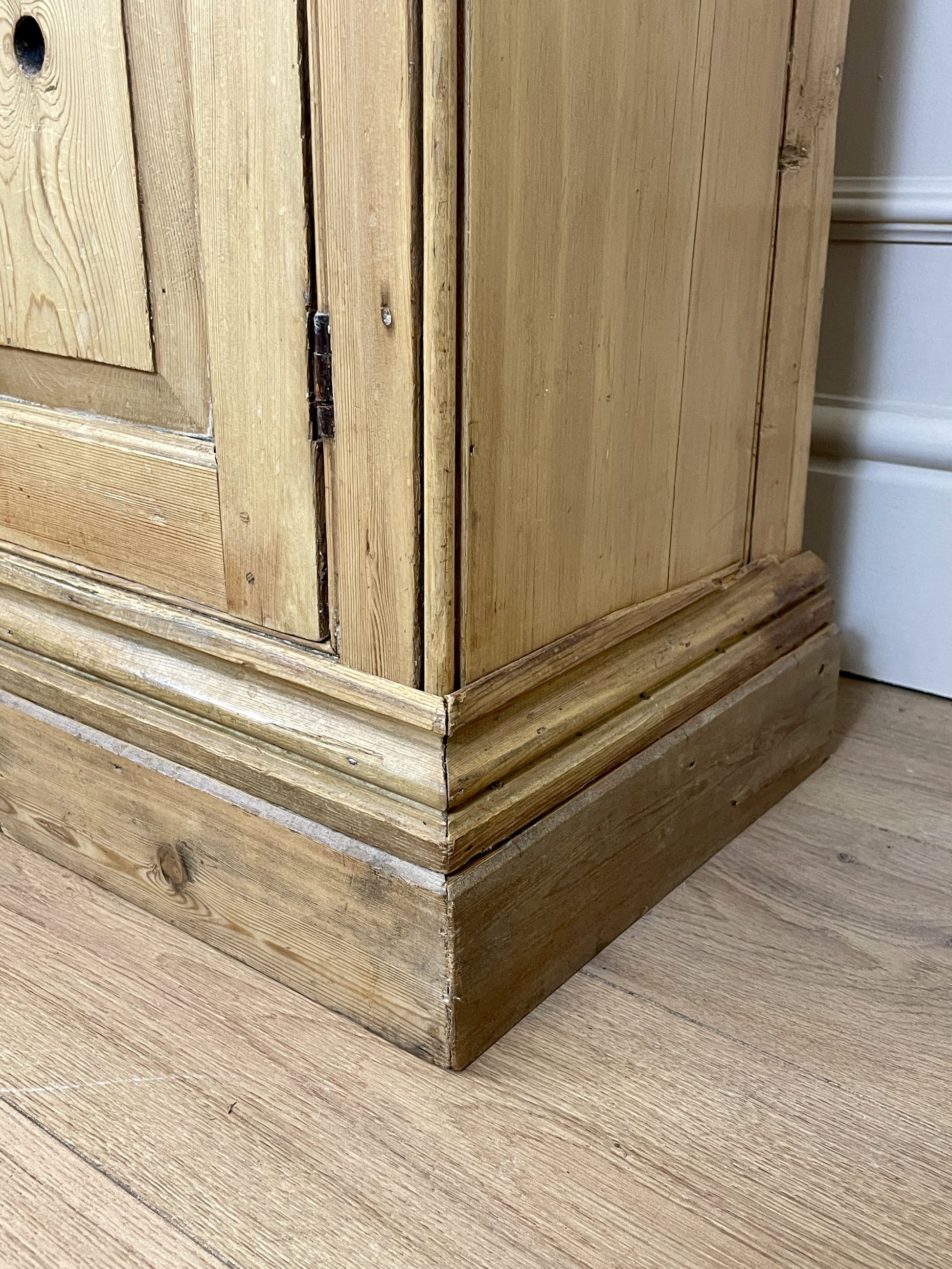 Antique pine farmhouse linen cupboard with shelves
