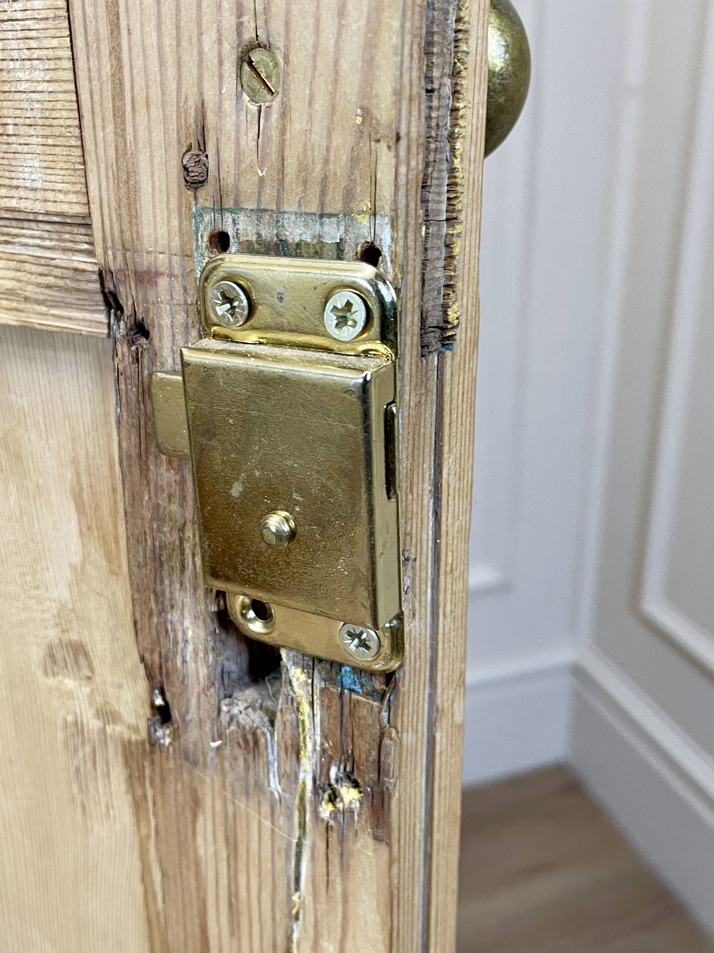 Antique pine farmhouse linen cupboard with shelves