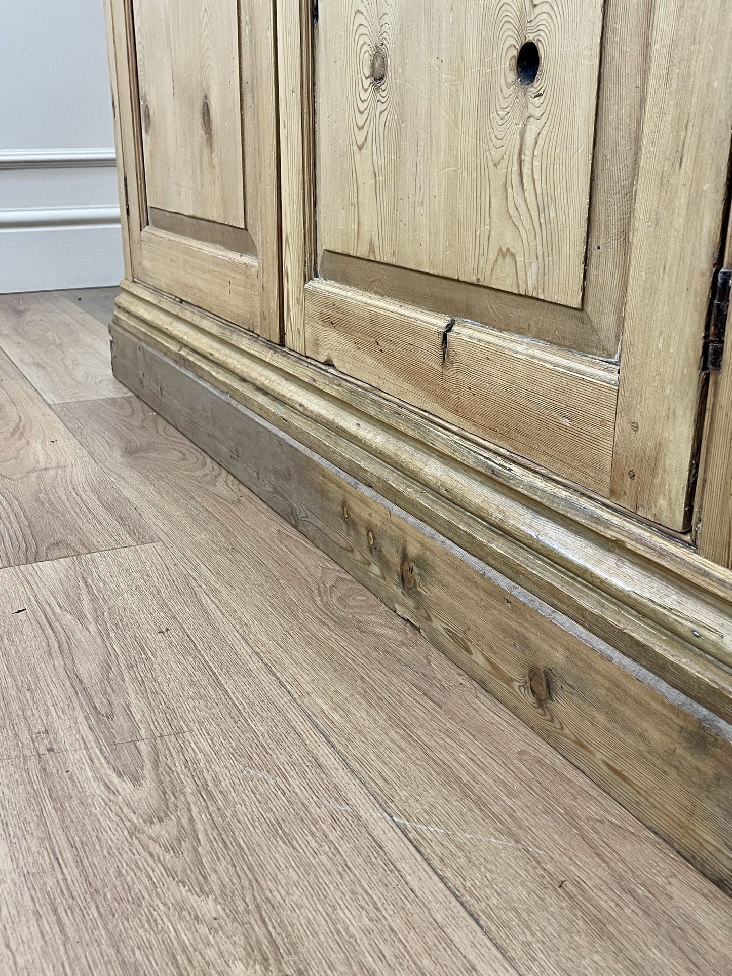 Antique pine farmhouse linen cupboard with shelves