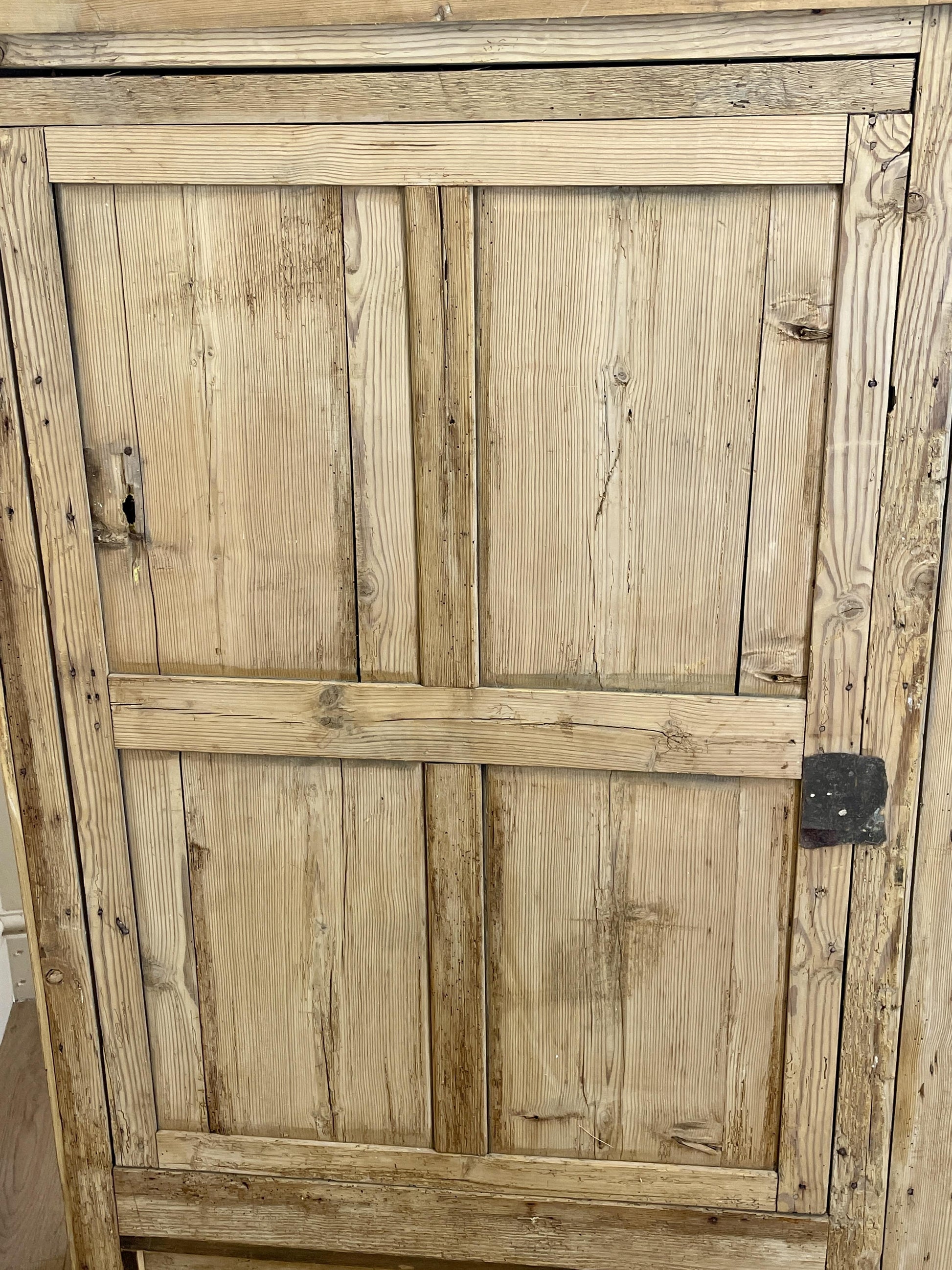 Antique pine farmhouse linen cupboard with shelves