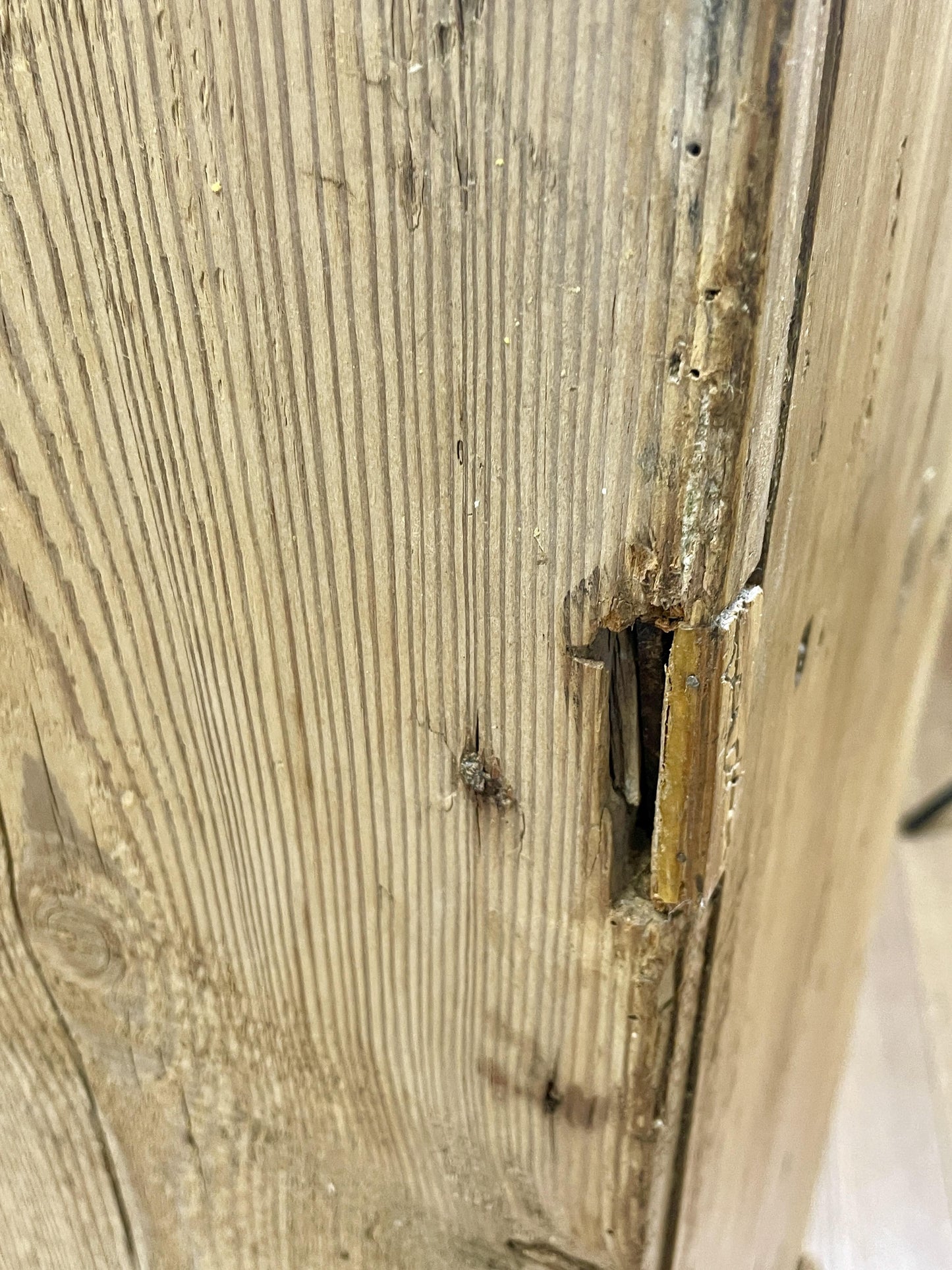 Antique pine farmhouse linen cupboard with shelves