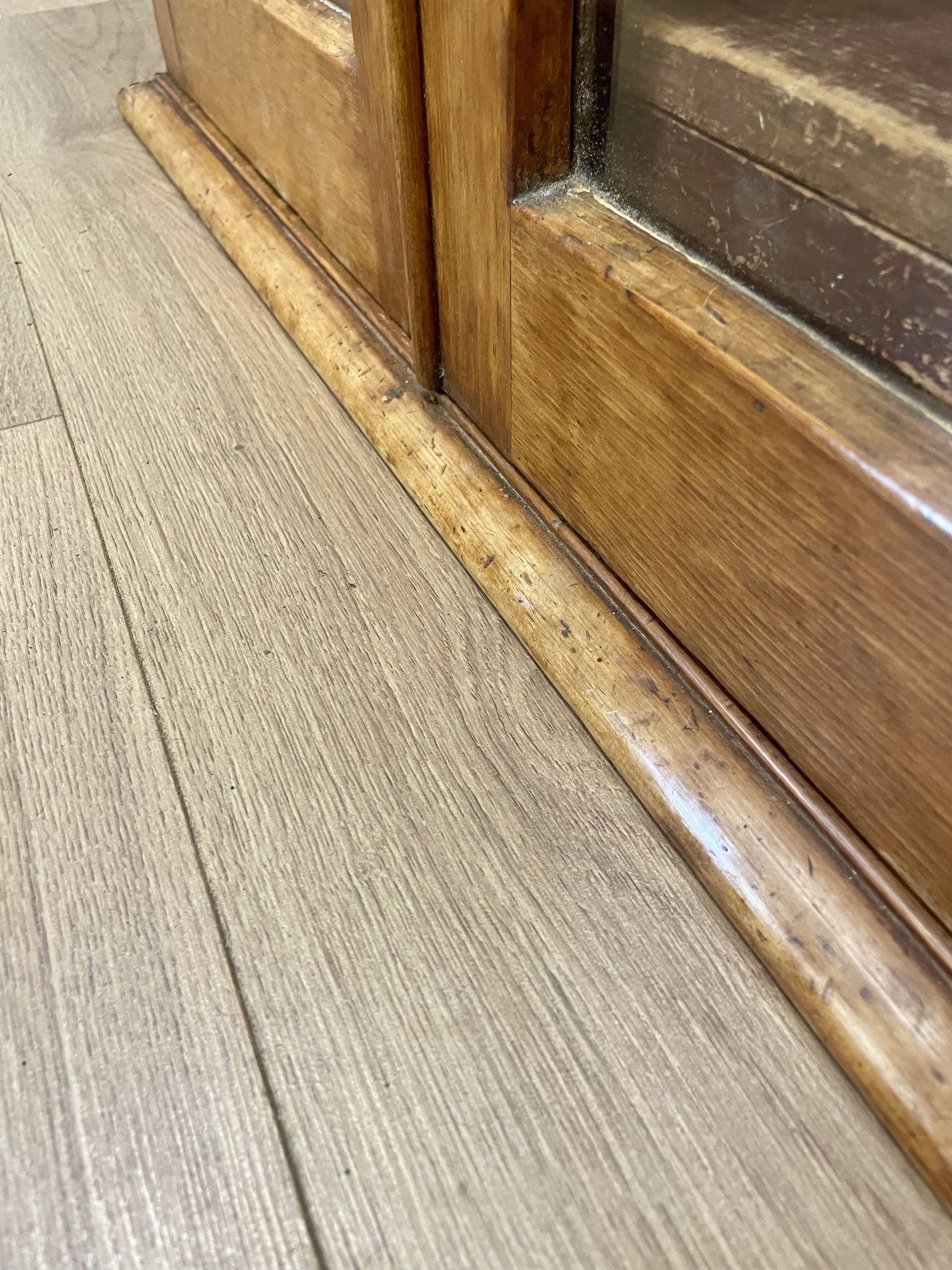 Wooden door frame with a wooden floor