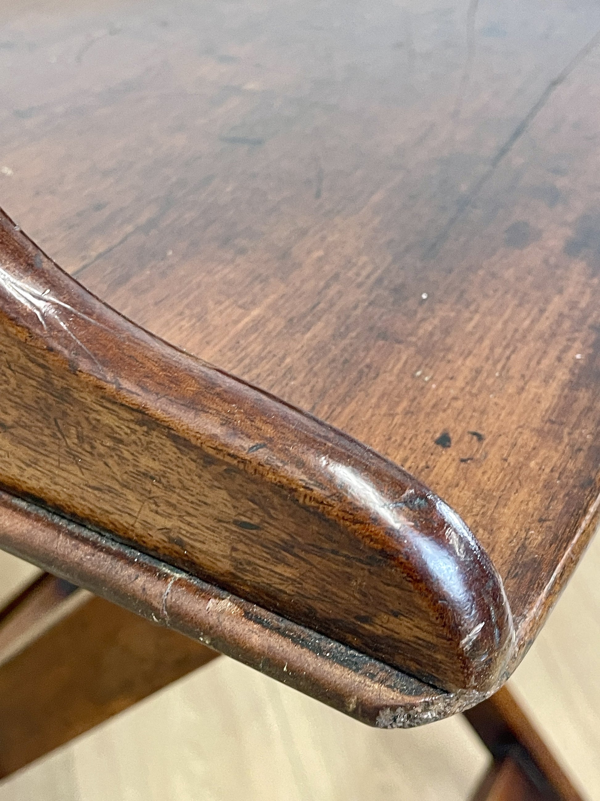 Close-up of a wooden tray
