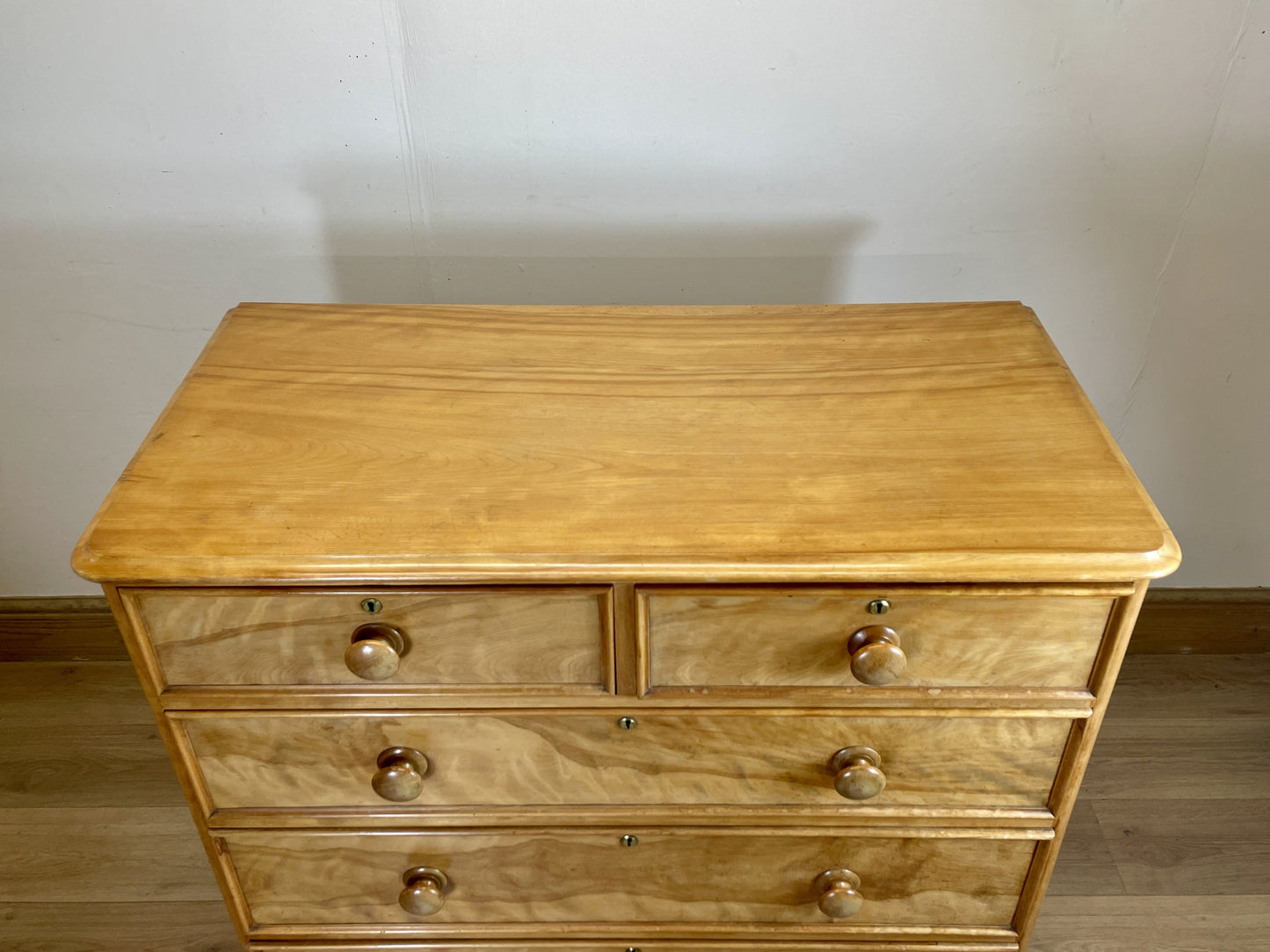 Antique Victorian Satin Birch Chest of Drawers