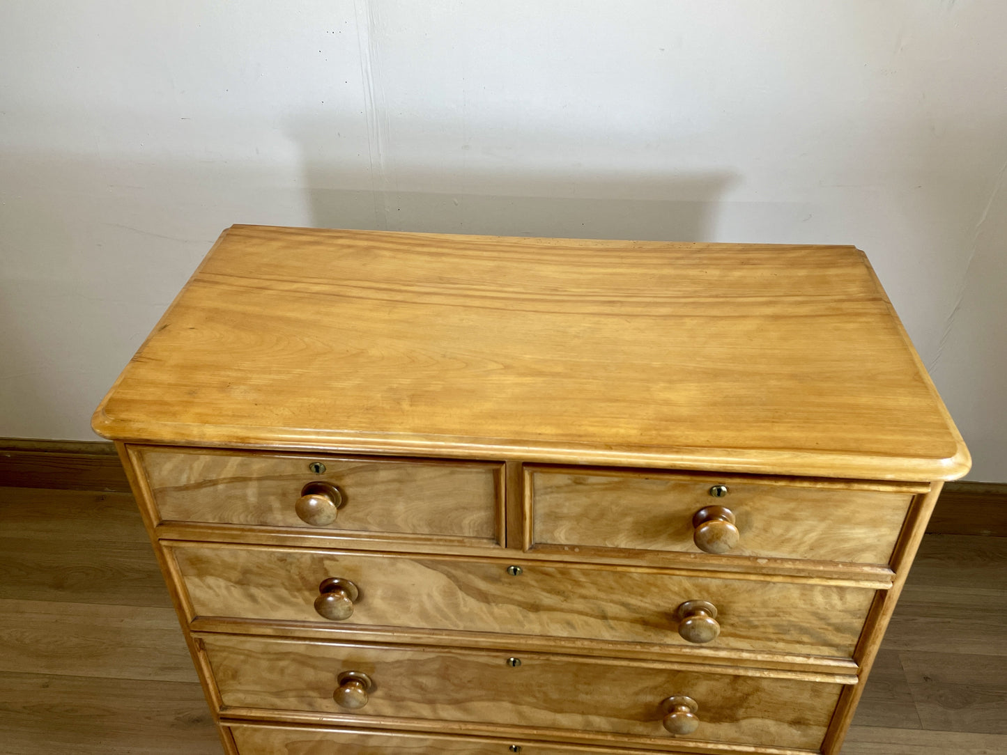 Antique Victorian Satin Birch Chest of Drawers