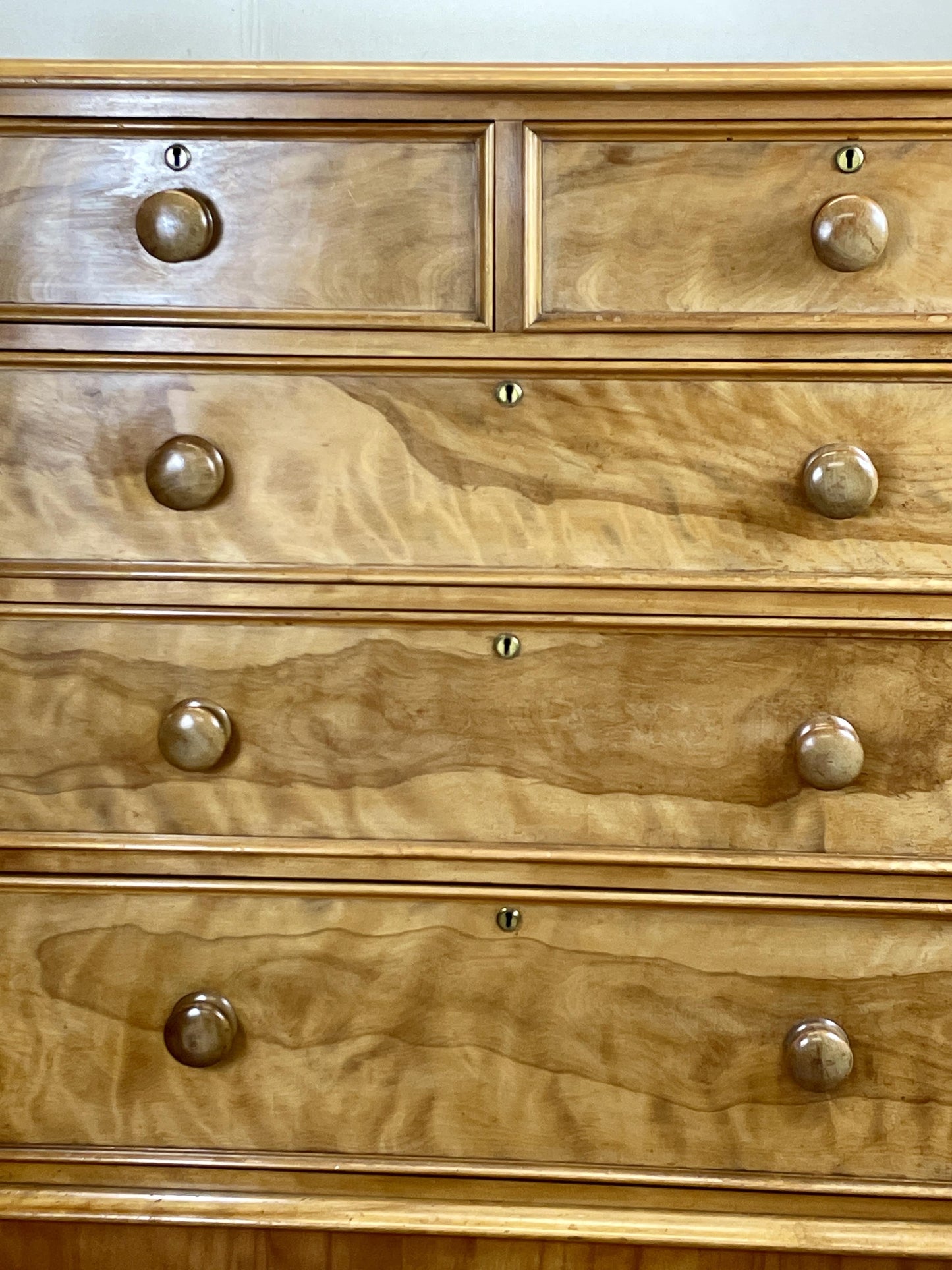 Antique Victorian Satin Birch Chest of Drawers