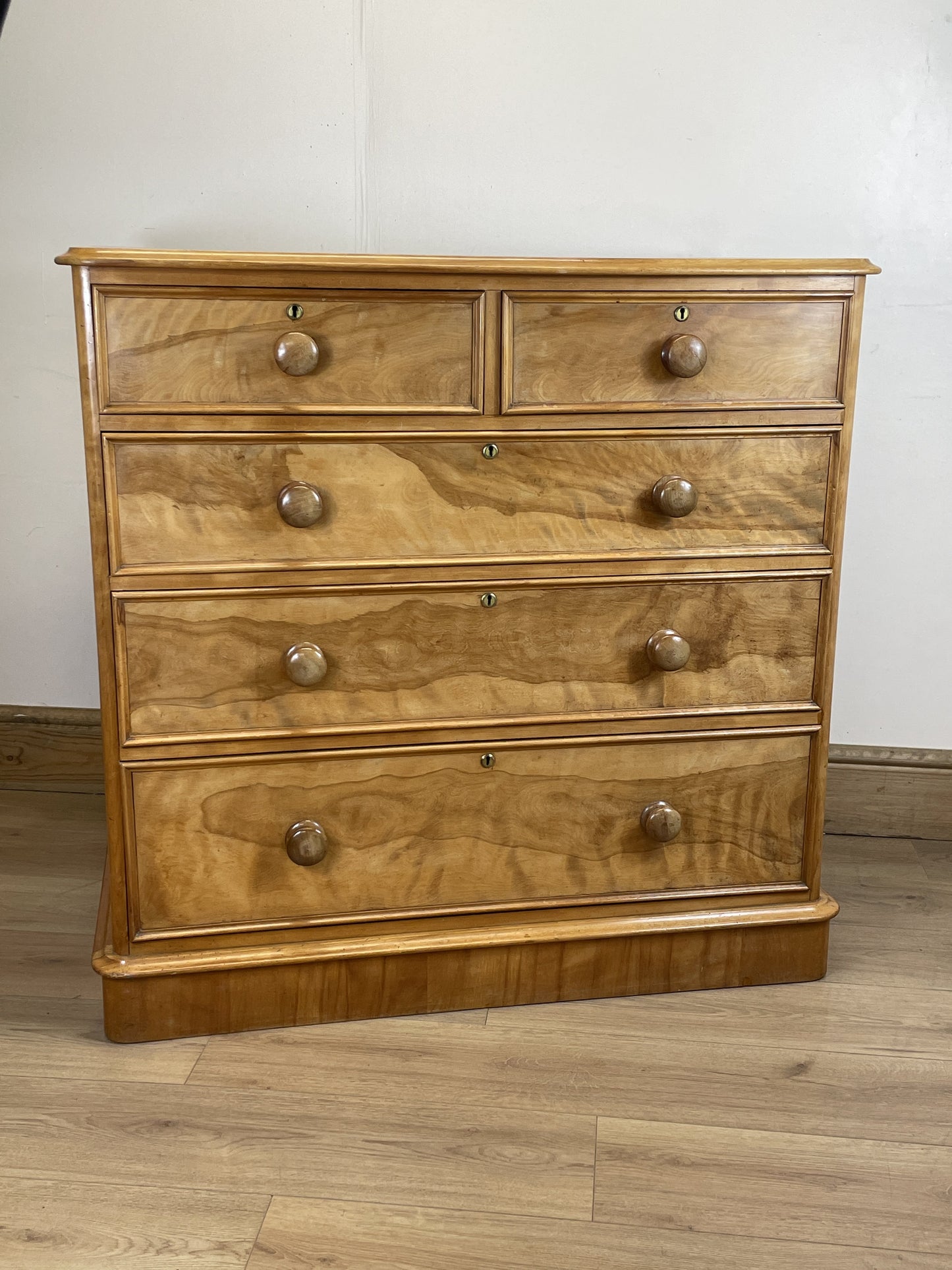 Antique Victorian Satin Birch Chest of Drawers
