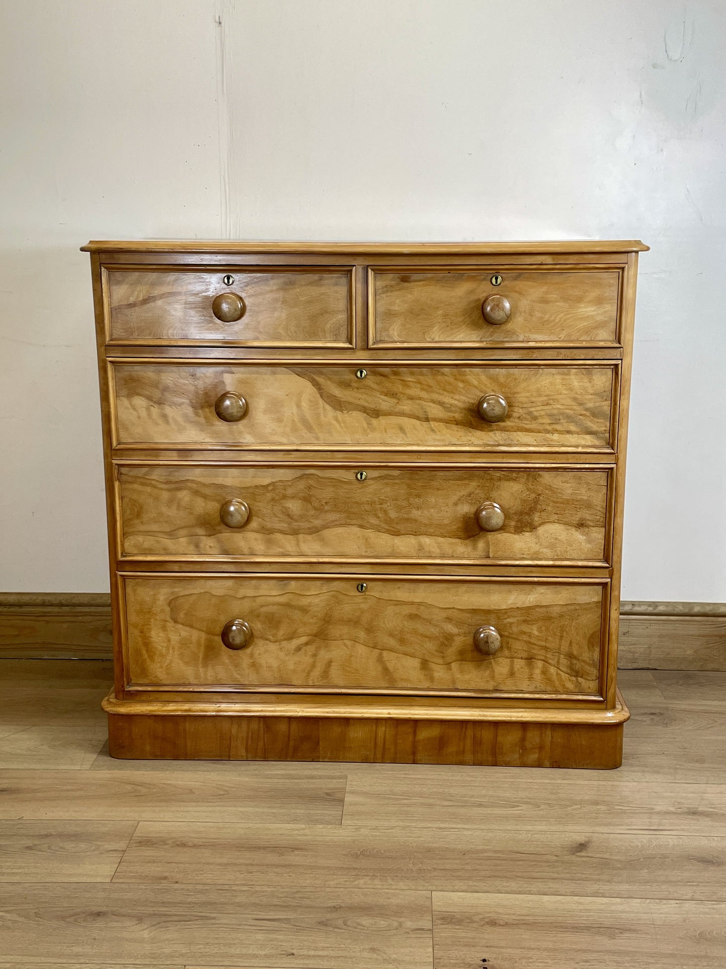 Antique Victorian Satin Birch Chest of Drawers