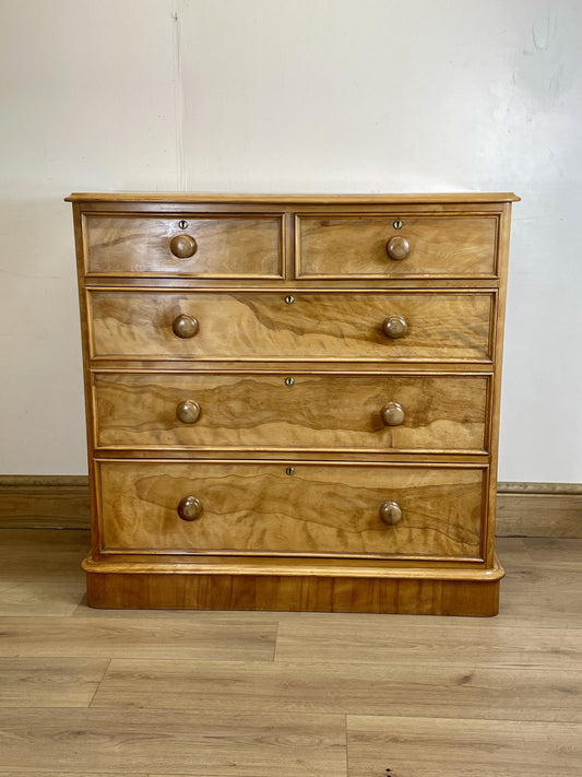 Antique Victorian Satin Birch Chest of Drawers