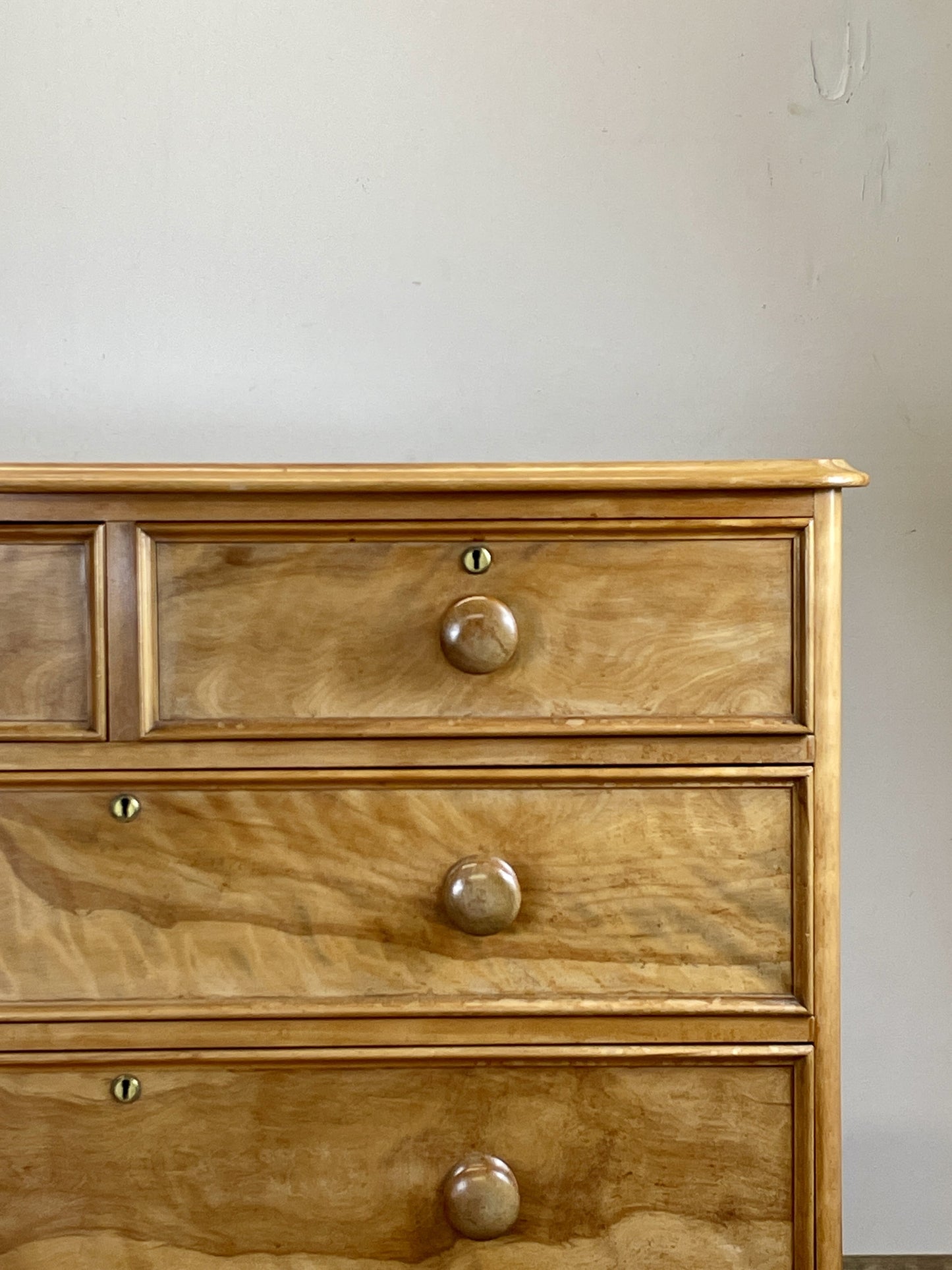 Antique Victorian Satin Birch Chest of Drawers