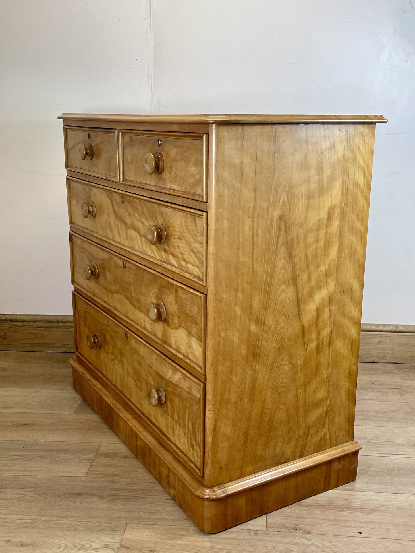Antique Victorian Satin Birch Chest of Drawers