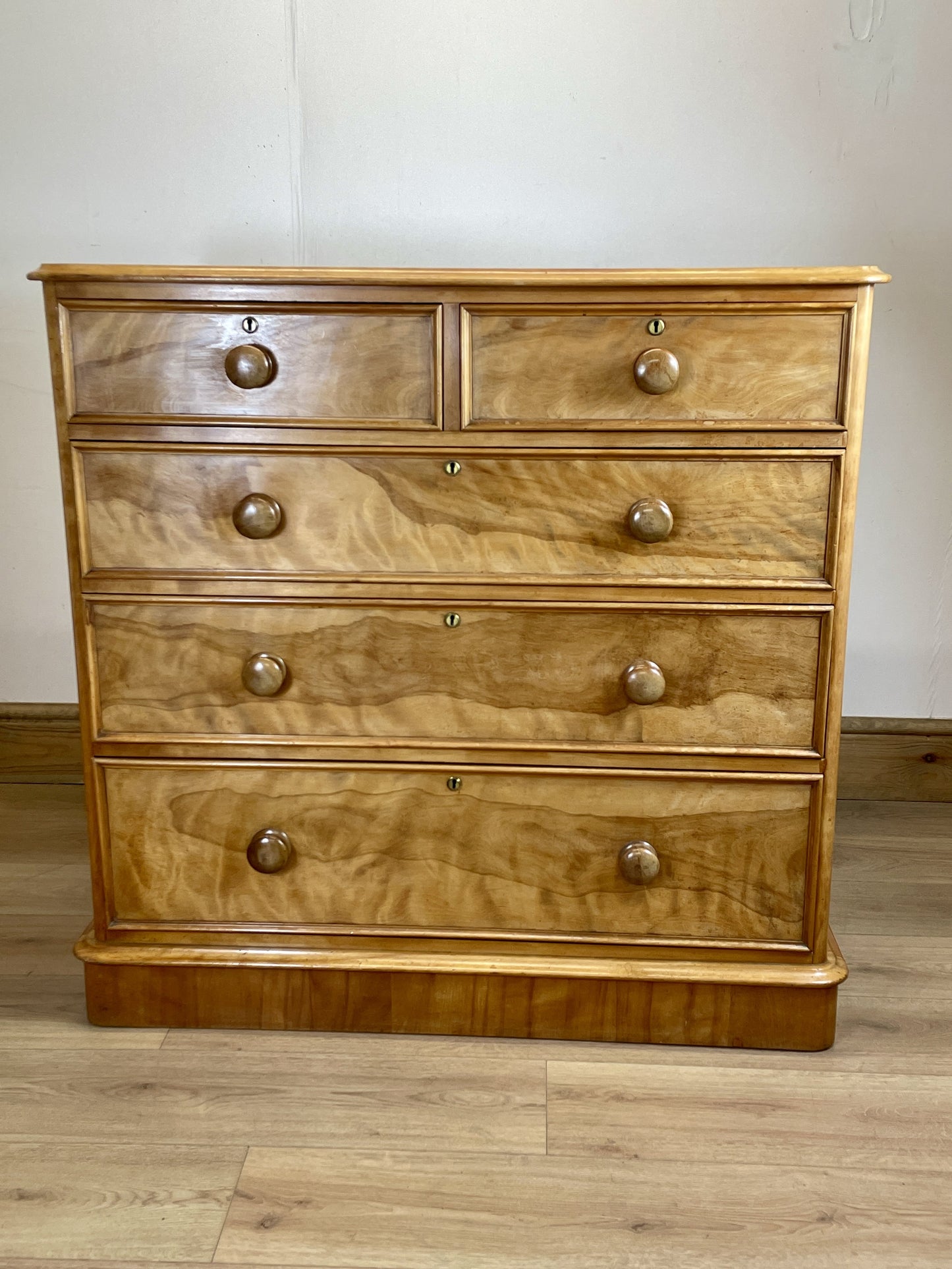 Antique Victorian Satin Birch Chest of Drawers