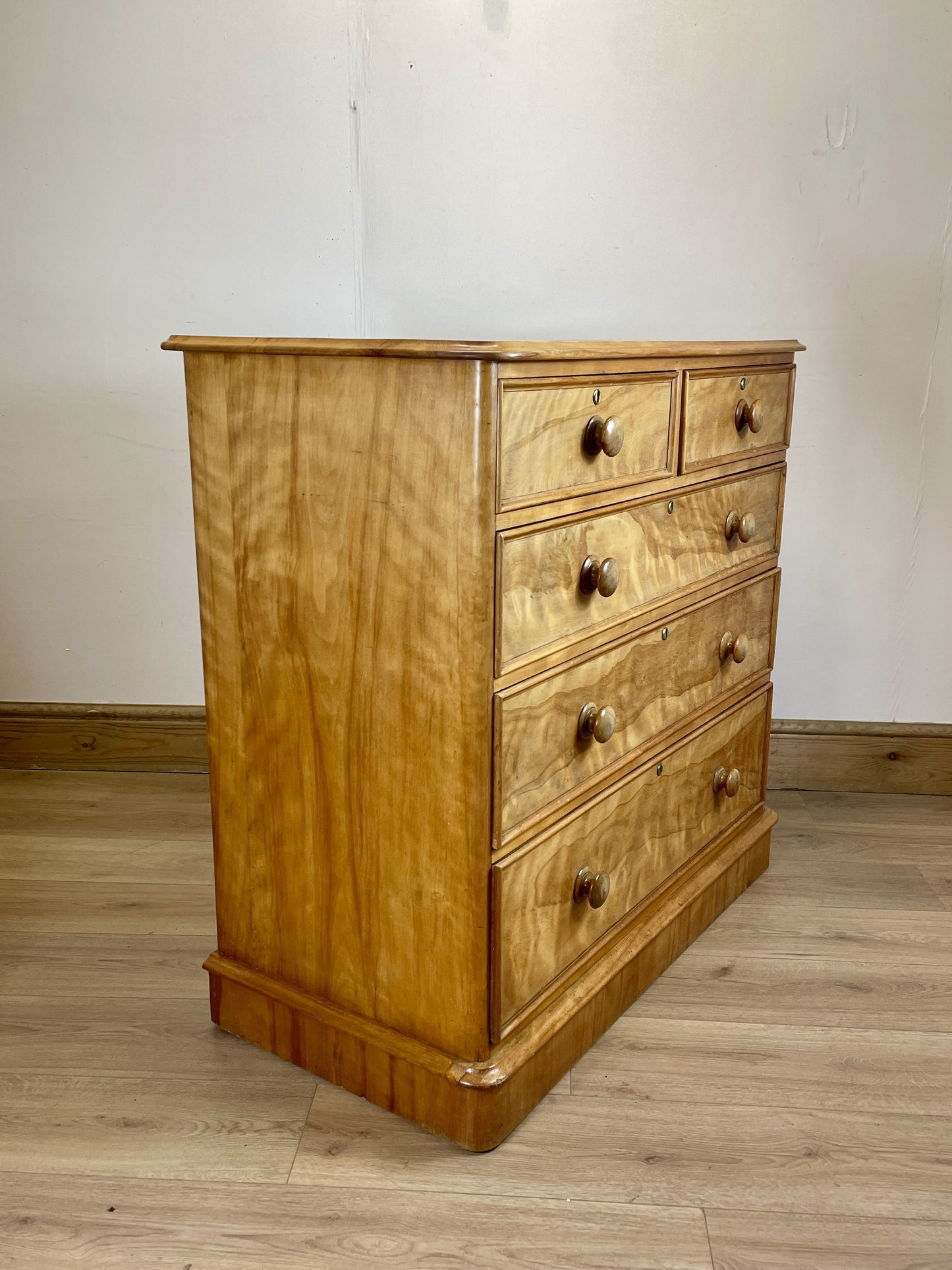 Antique Victorian Satin Birch Chest of Drawers