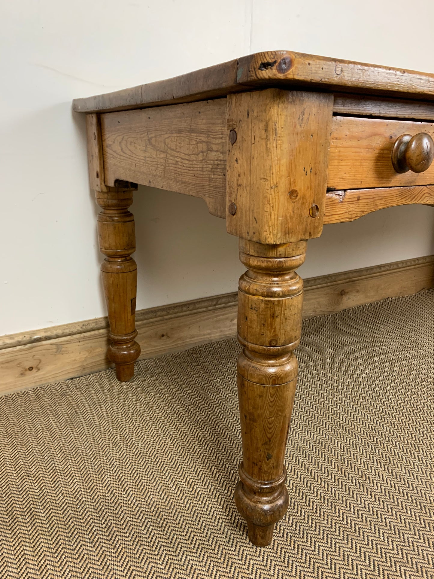 Georgian Antique Farmhouse Country Welsh Pine Serving Table - Timeless Charm for Rustic Interiors