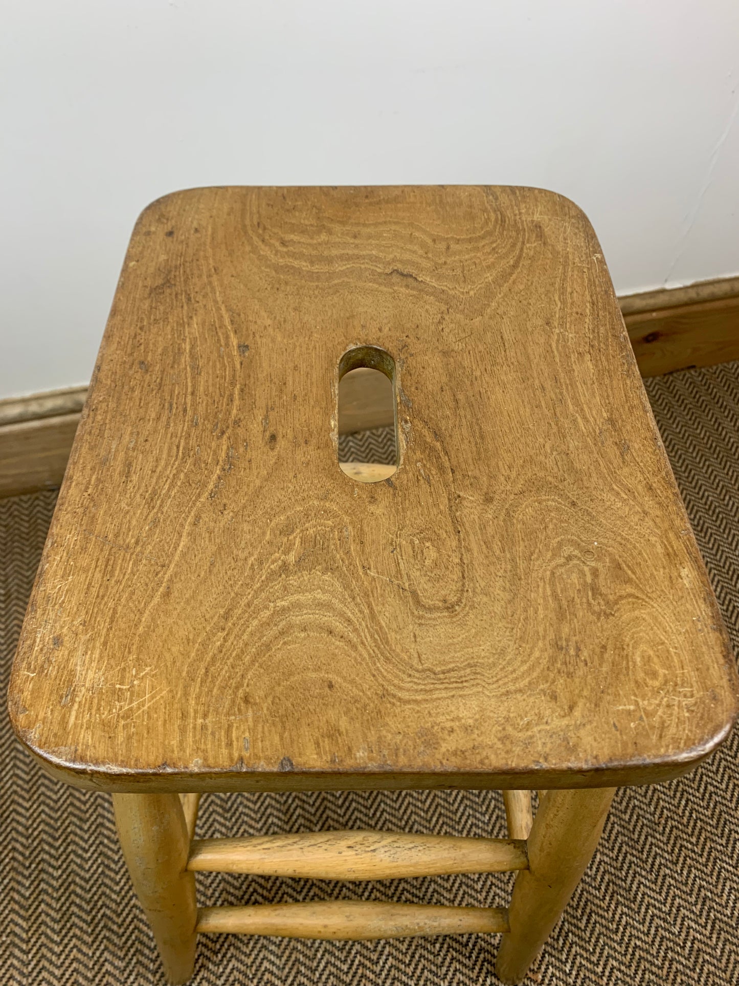 Versatile and Functional Seating: 1940s Elm and Beech Stool