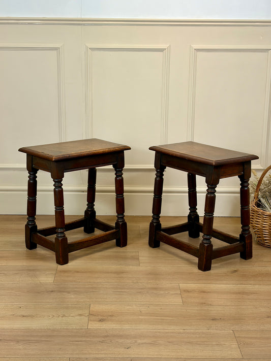 Pair of Antique Victorian Oak Joint Stools